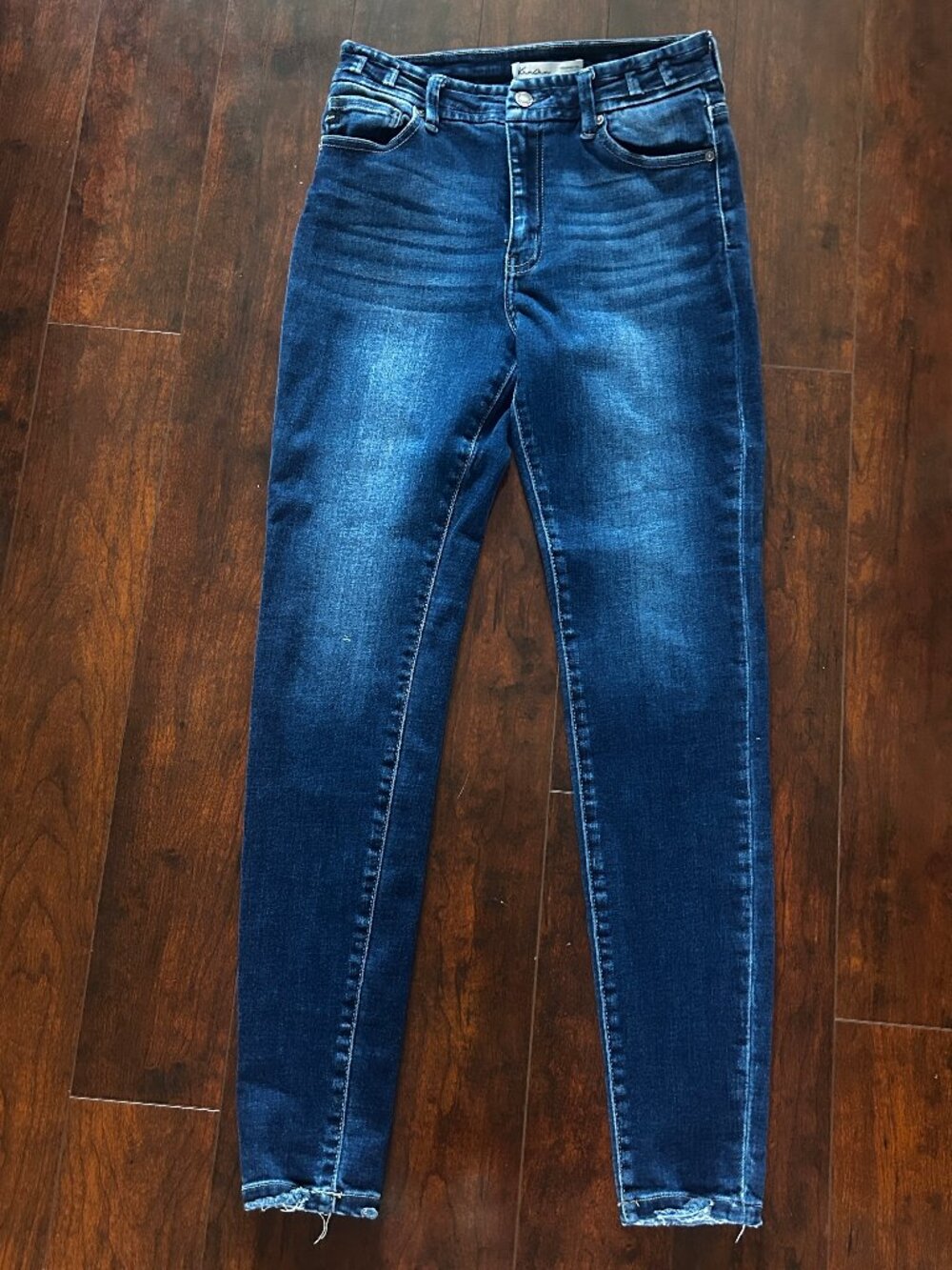 KanCan Distressed Skinny Jeans Raw Hem Size 29 Dark Wash
